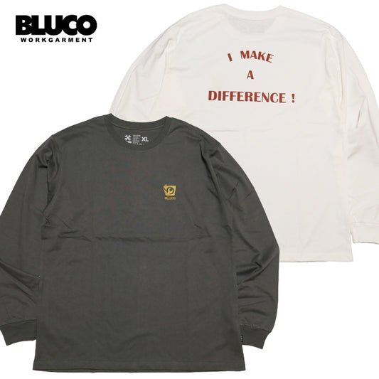 BLUCO ブルコ 長袖Tシャツ DIFFERENCE プリント ロゴ メンズ ロングTシャツ ロンT 141-12-003