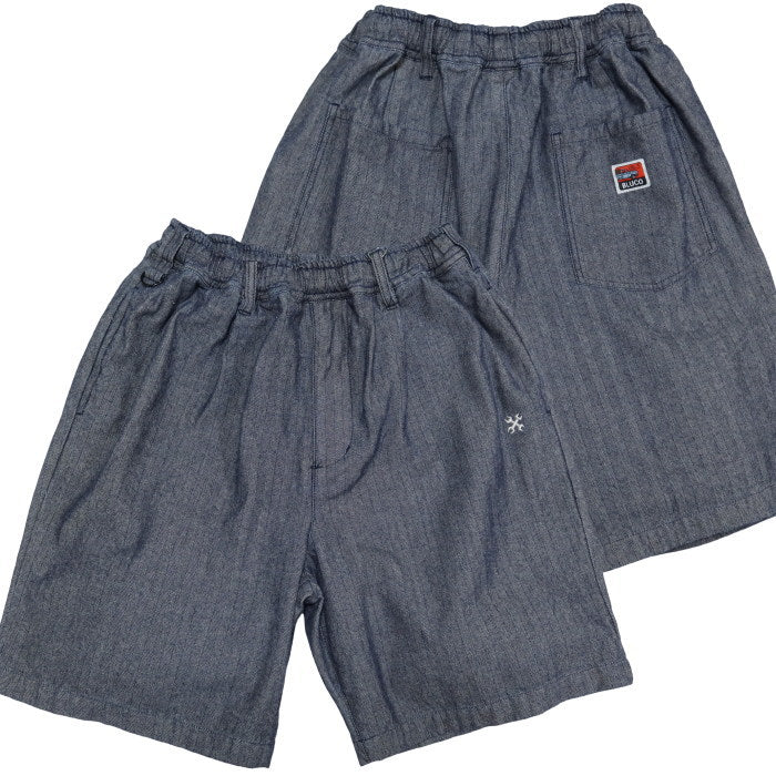 BLUCO WORK GARMENT 12oz Denim Easy Work Shorts Shorts 153-45-004 Black Herringbone