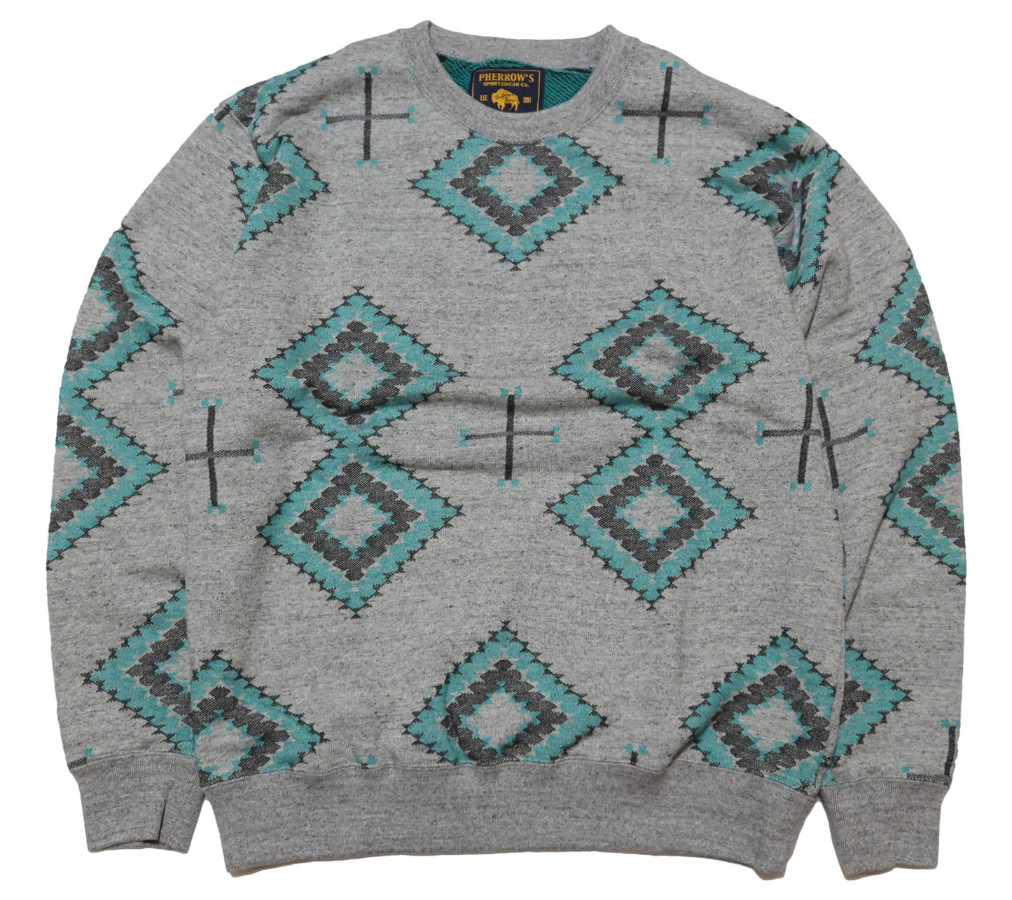 Pherrow's Jacquard Sweatshirt Navajo Pattern Men's Long Sleeve 24S-PNS1