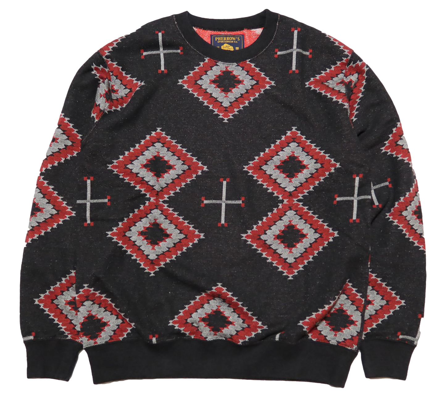 Pherrow's Jacquard Sweatshirt Navajo Pattern Men's Long Sleeve 24S-PNS1