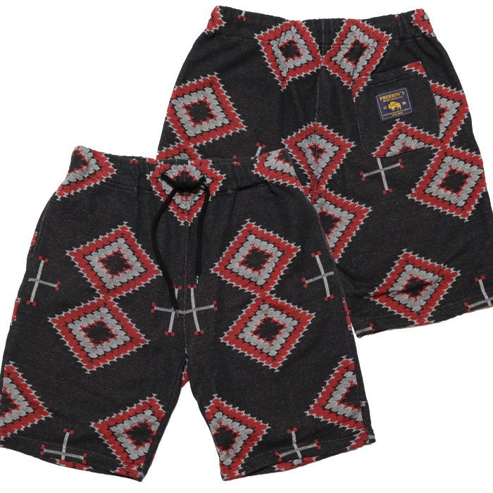 Pherrow's Jacquard Sweat Shorts Navajo Pattern 24S-PNSP1