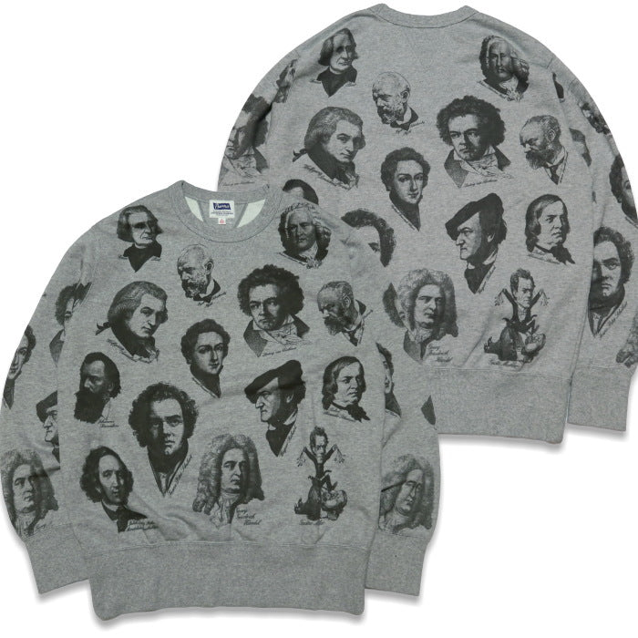 Pherrow's Sweatshirt with Double V Gusset, Charisma, Made in Japan, Composer Beethoven, Bach, 24W-CHARISMA