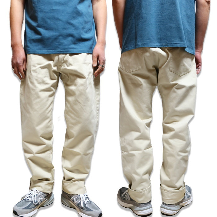 Pherrow's Vintage Satin 5 Pocket Pants, Made in Japan, Straight, Natural, 25S-426P