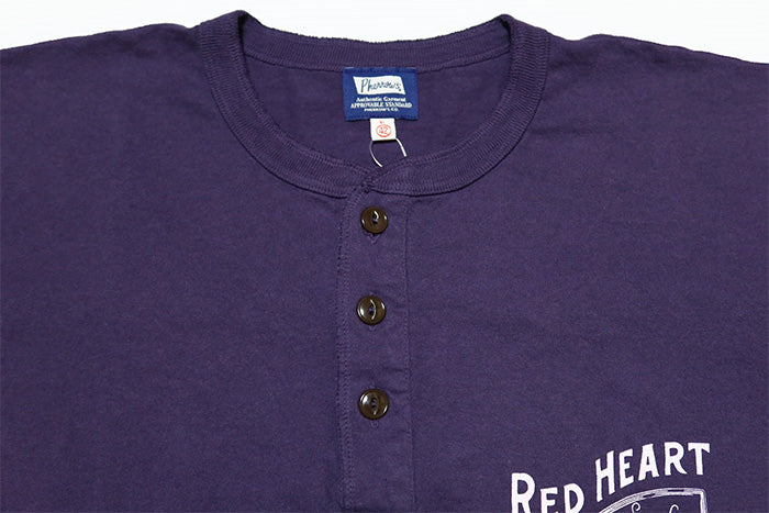 Pherrow's フェローズ ヘンリーネックTシャツ RED HEART 半袖 25S-PHNT1 グレイッシュパープル