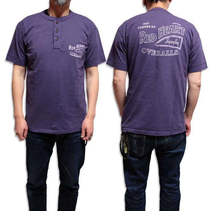 Pherrow's Fellows Henley Neck T-Shirt RED HEART Short Sleeve 25S-PHNT1 Grayish Purple