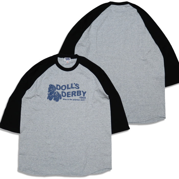 Pherrow's 3/4 Sleeve T-Shirt, Raglan Sleeve, 25S-PRBT2, Gray, White