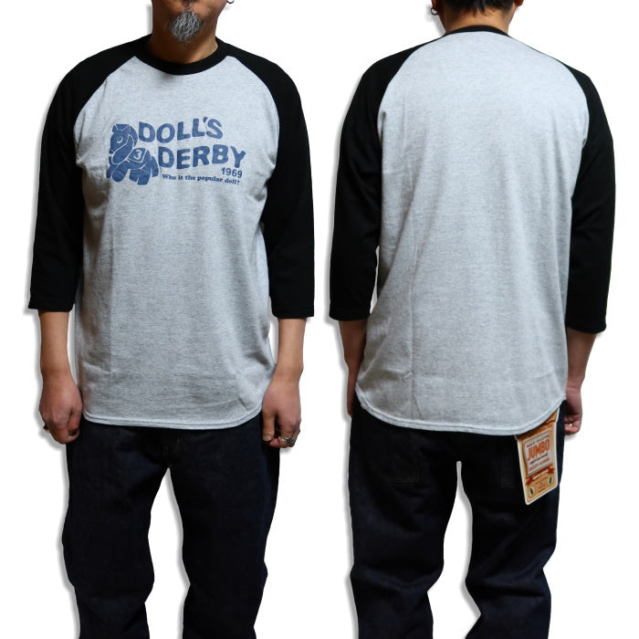 Pherrow's 3/4 Sleeve T-Shirt, Raglan Sleeve, 25S-PRBT2, Gray, White