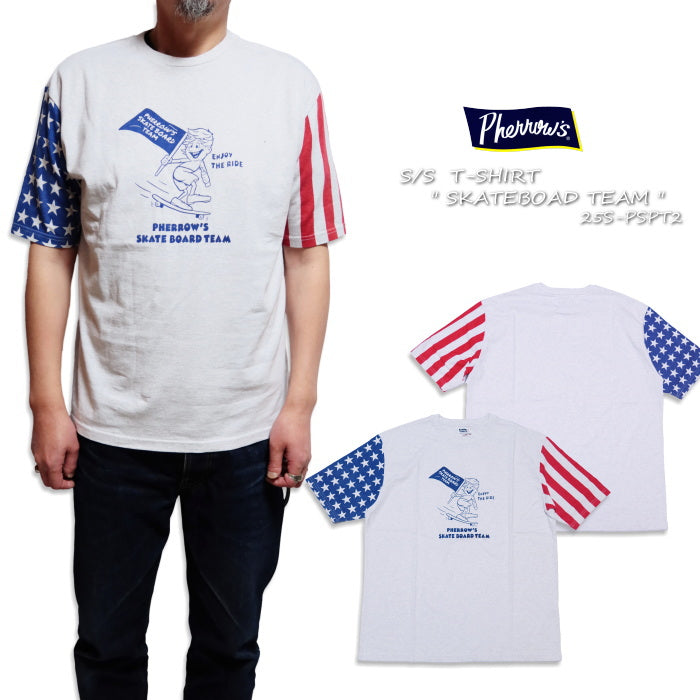 Pherrow's フェローズ Tシャツ リラックスシルエット SKATEBOAD TEAM 半袖 日本製 25S-PSPT2