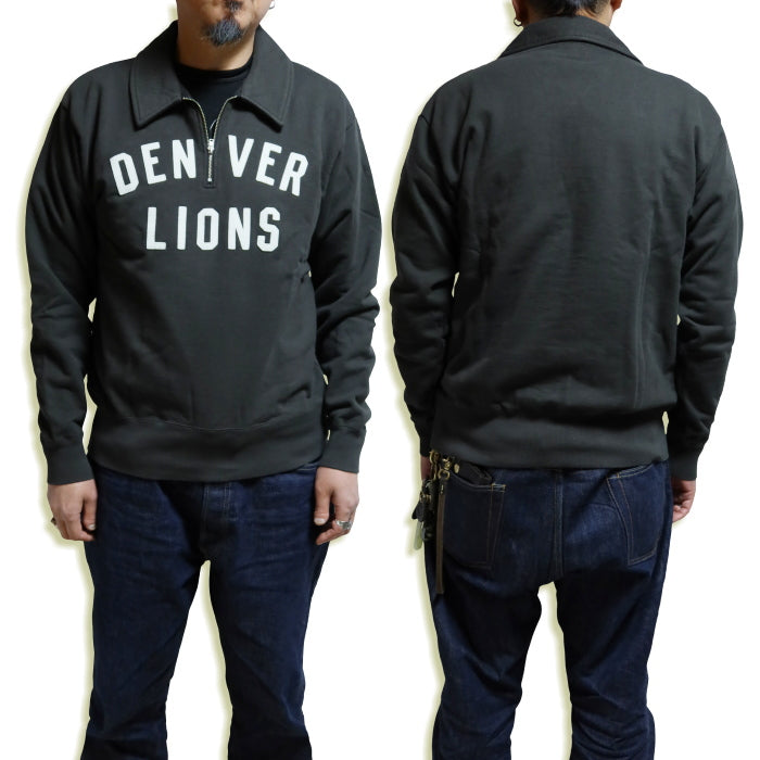 Pherrow's フェローズ ハーフジップアップスウェットシャツ DENVERLIONS 裏毛 25W-PHZS1 日本製 ブラック