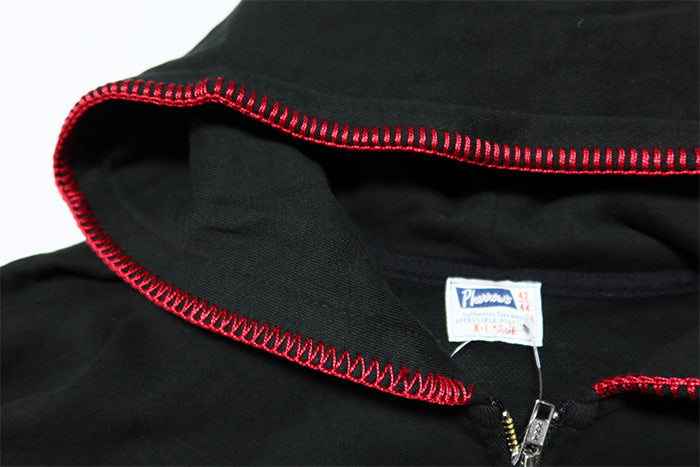 Pherrow's フェローズ ブランケットステッチスウェットパーカー ネイティブプリント ブラック 25W-PNP1