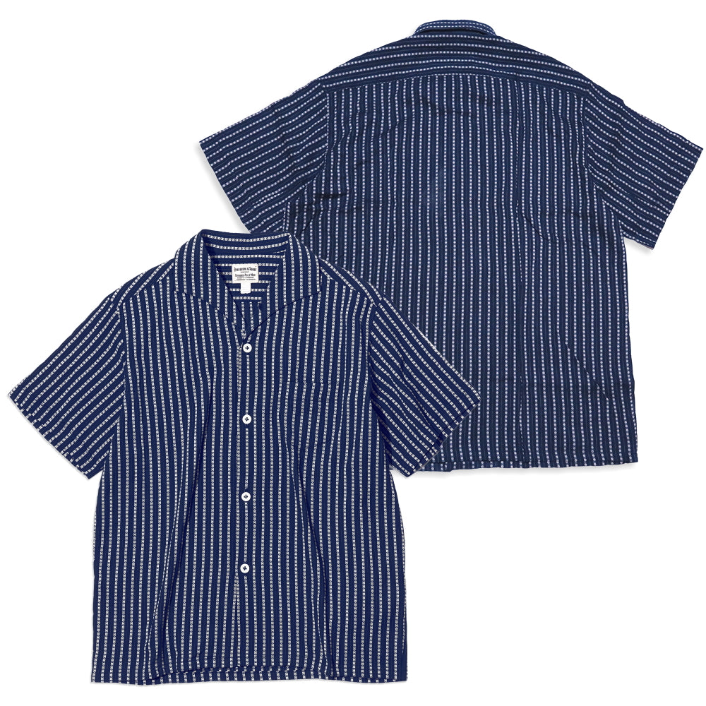 Pherrow's Italian Collar Striped Short Sleeve Shirt Spring/Summer 26S-PICS1 Navy Made in Japan