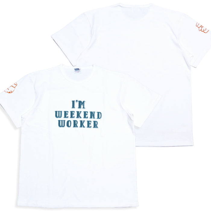 Pherrow's フェローズ Tシャツ I'M WEEKEND WORKER 半袖 日本製 メンズ 26S-PTP2 ホワイト
