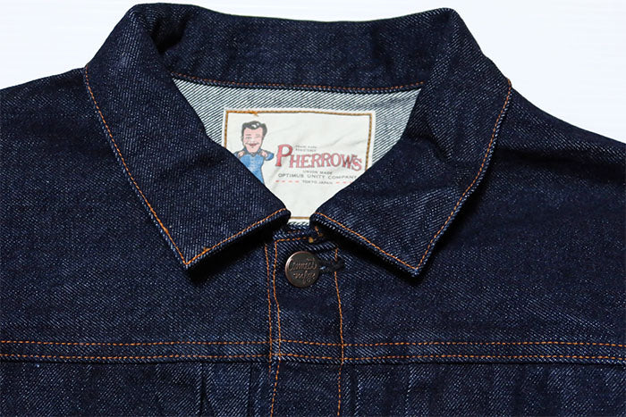 Pherrow's Denim Jacket 400J Made in Japan 13.5oz. Denim Blouse Men's Jean Jacket