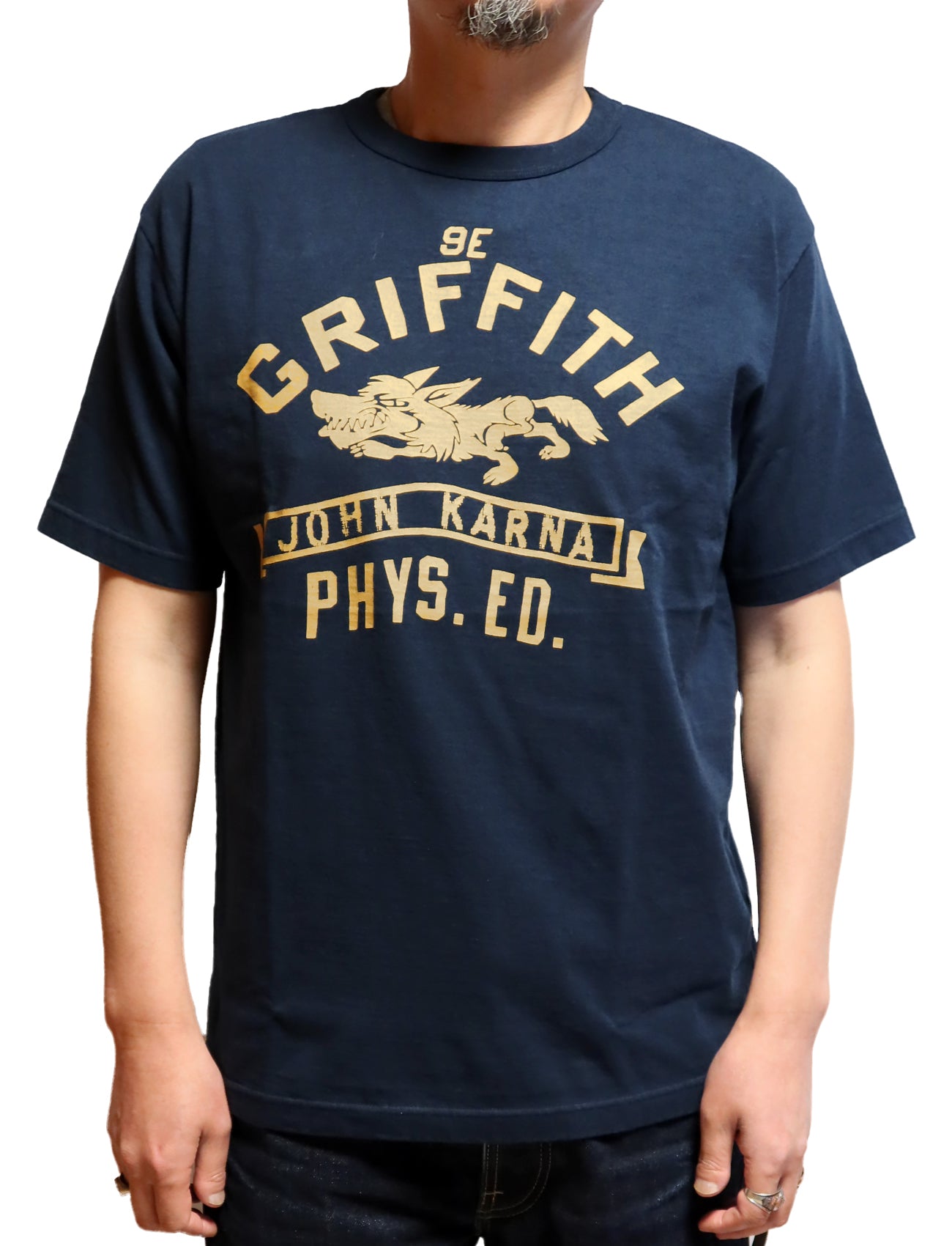 GUNZ GRIFFITH Short Sleeve T-Shirt for Men, College, 444G088, Made in Japan