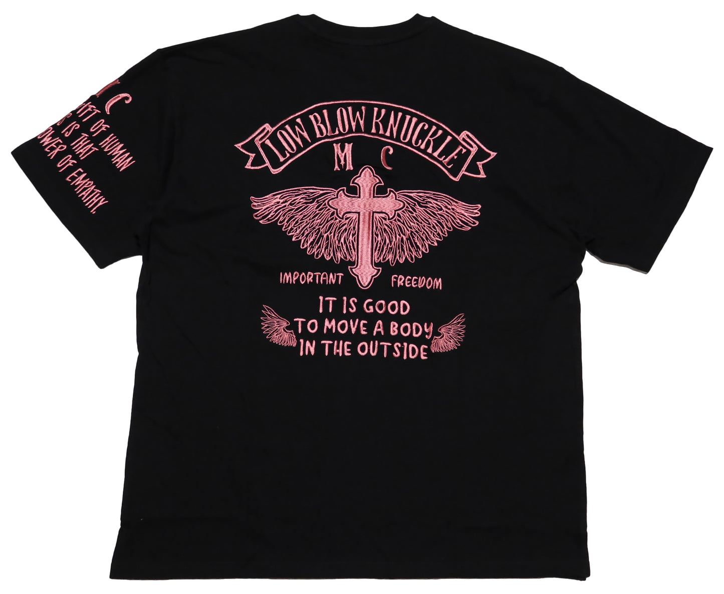 LOW BLOW KNUCKLE Lowbrow Knuckle T-shirt Cross Wings Embroidery Short Sleeve 554362