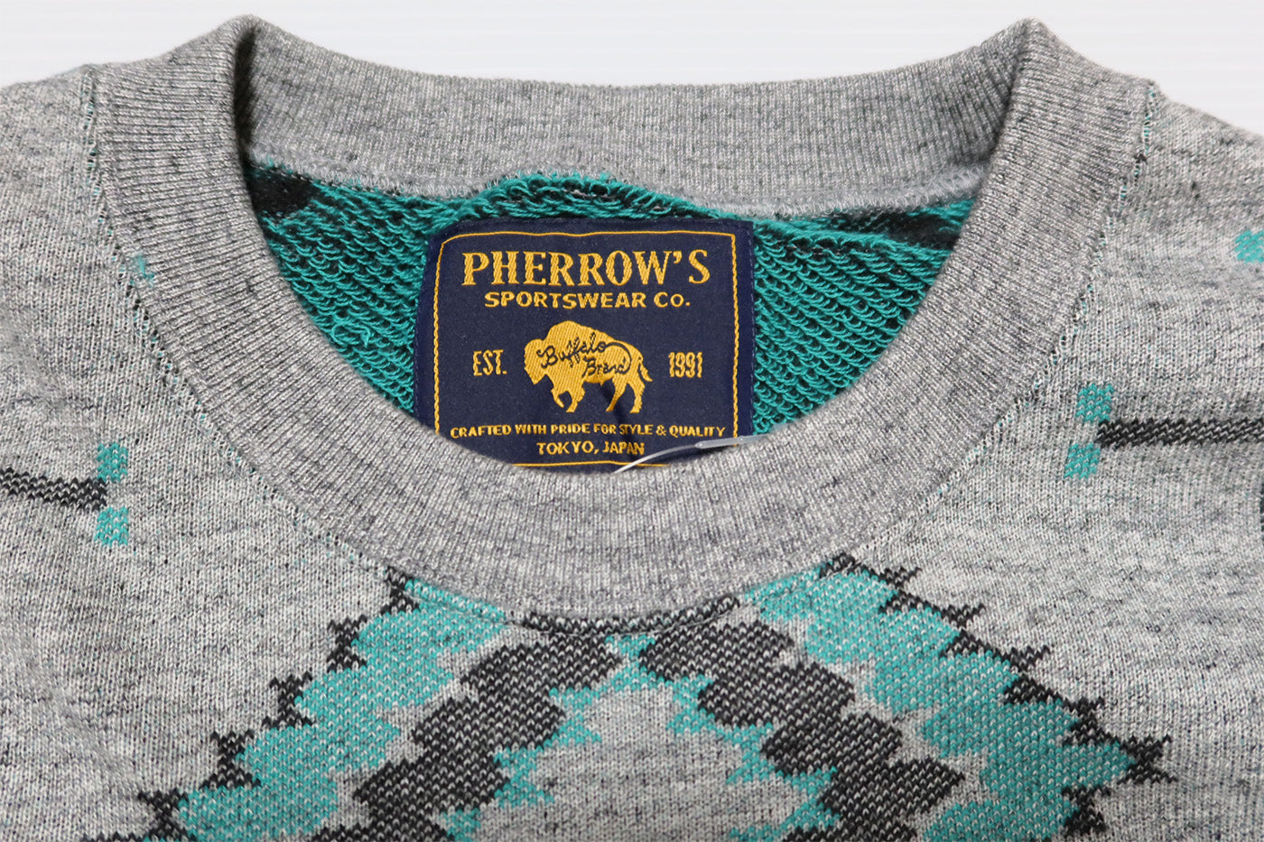 Pherrow's Jacquard Sweatshirt Navajo Pattern Men's Long Sleeve 24S-PNS1