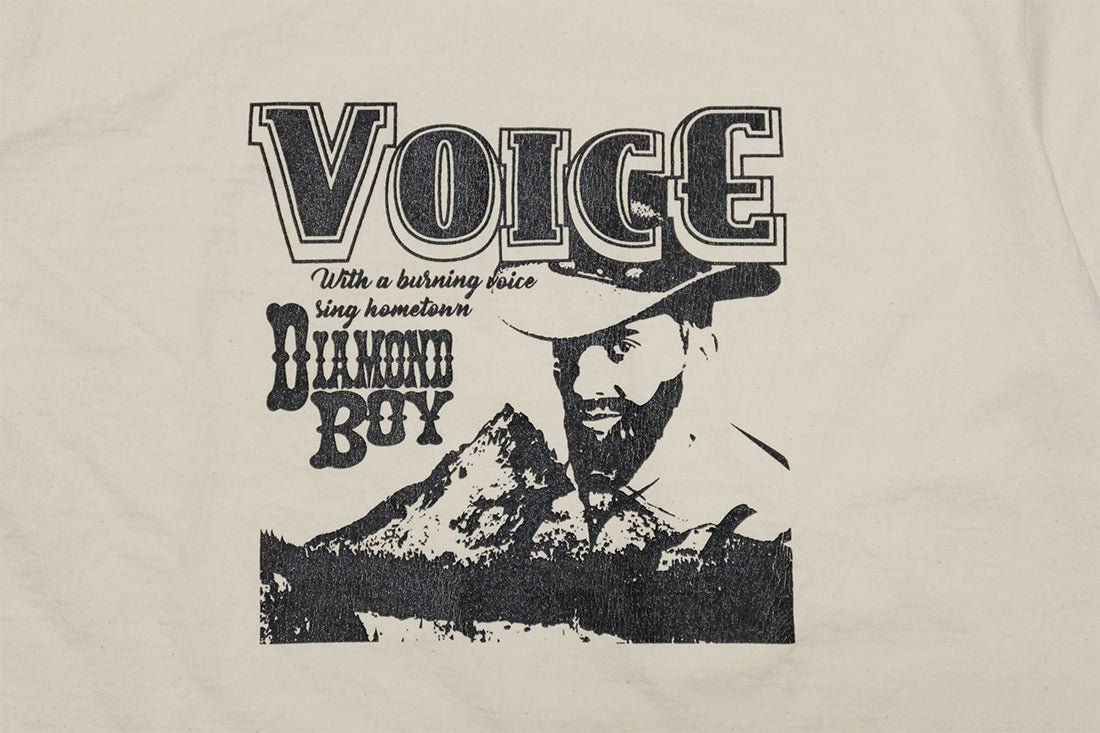 Pherrow's フェローズ Tシャツ VOICE メンズ アメカジ 半袖 24S-PMT2 スモークホワイト