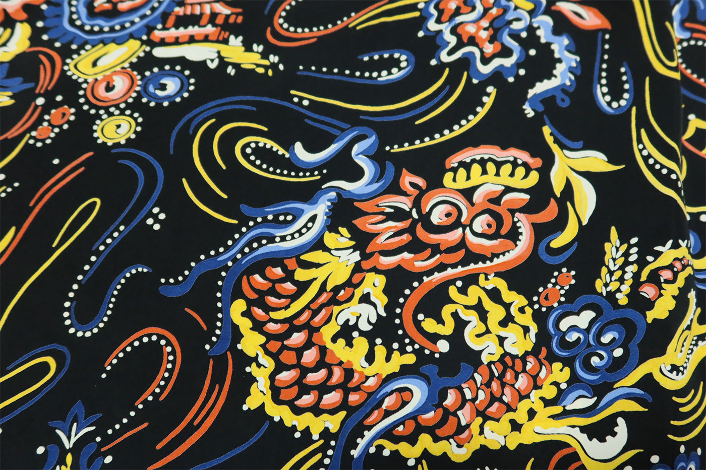 SUN SURF Aloha Shirt Long Sleeve GUARDIAN SPIRIT Dragon God Rayon Black SS29201