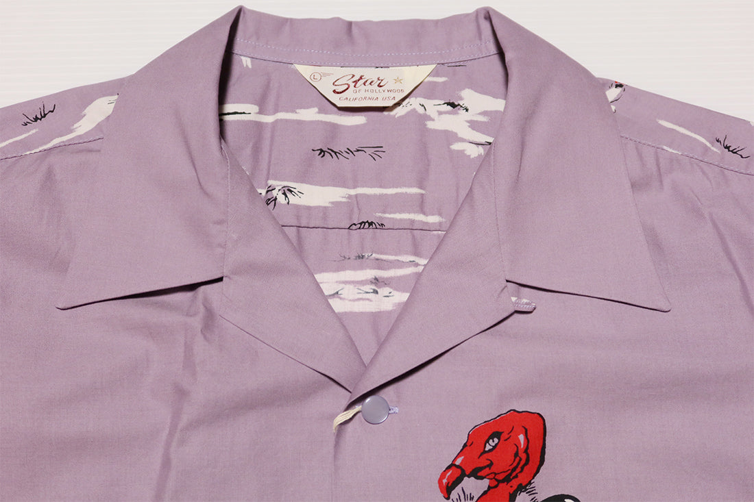 STAR OF HOLLYWOOD Cotton Typewriter Open Shirt Condor Short Sleeve SH39311 Made in Japan Purple