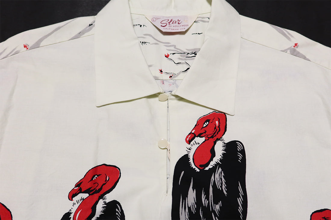 STAR OF HOLLYWOOD Condor Cotton Typewriter Pullover Shirt, Short Sleeve, Off-White, SH39310, Made in Japan