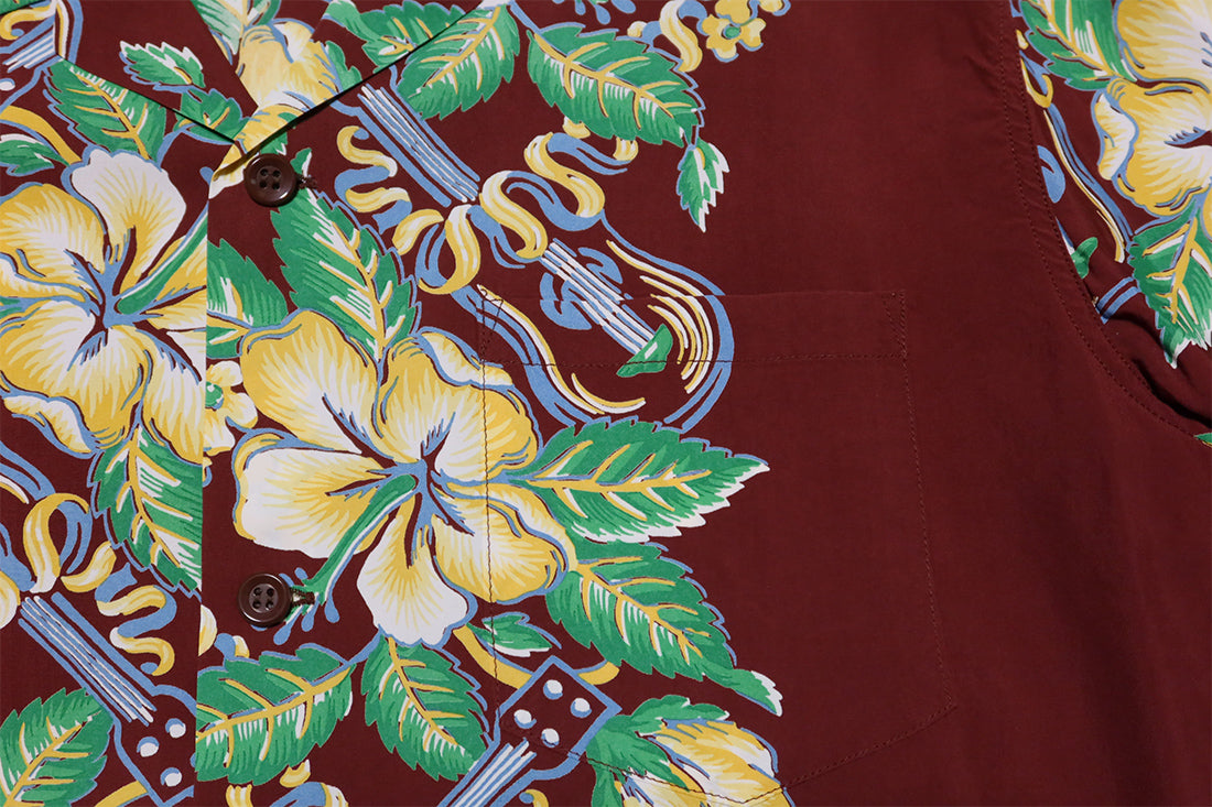 SUN SURF サンサーフ アロハシャツ レーヨン BLESSING GIFT FROM HAWAII 半袖 ハワイアンシャツ SS39212 日本製 ブラウン