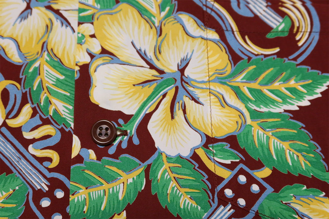 SUN SURF サンサーフ アロハシャツ レーヨン BLESSING GIFT FROM HAWAII 半袖 ハワイアンシャツ SS39212 日本製 ブラウン