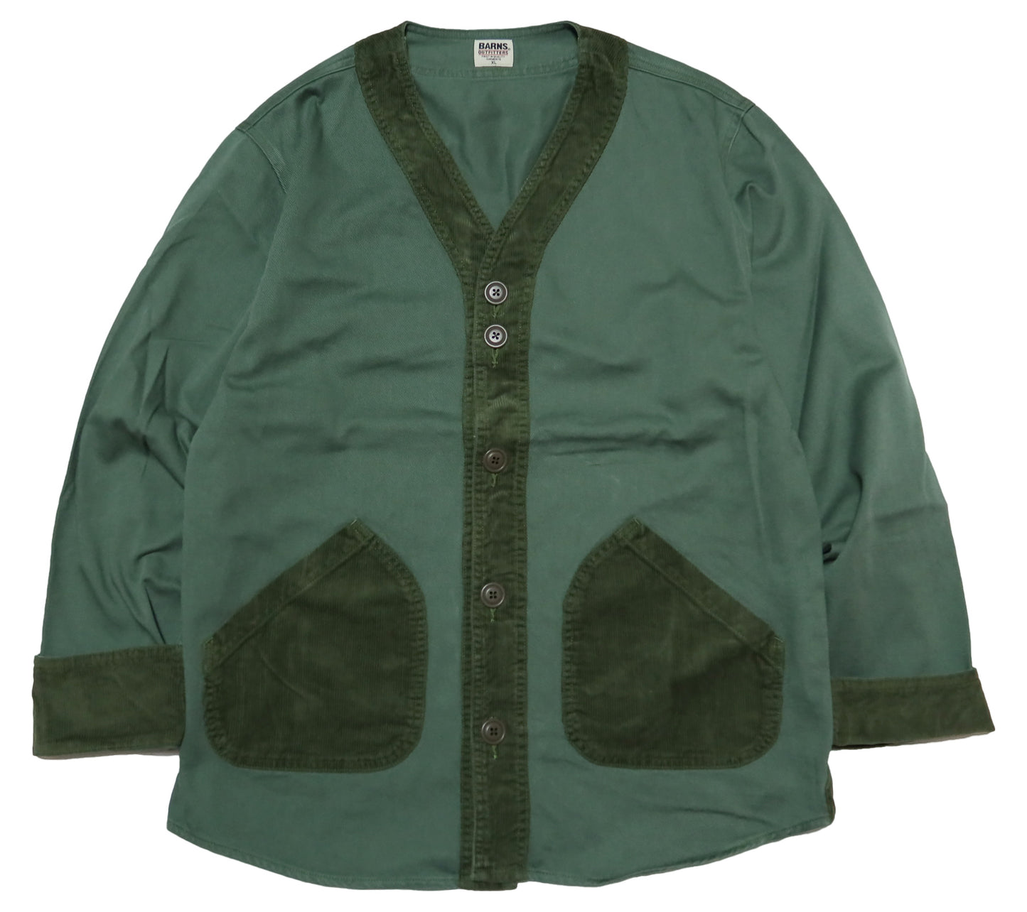 BARNS OUTFITTERS Baseball Cardigan, No Collar Jacket, BR-24342, Olive