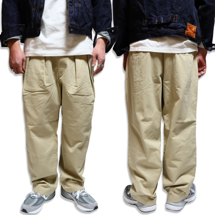 BARNS OUTFITTERS バーンズアウトフィッターズ 2タックトラウザー BR-25127 ベージュ
