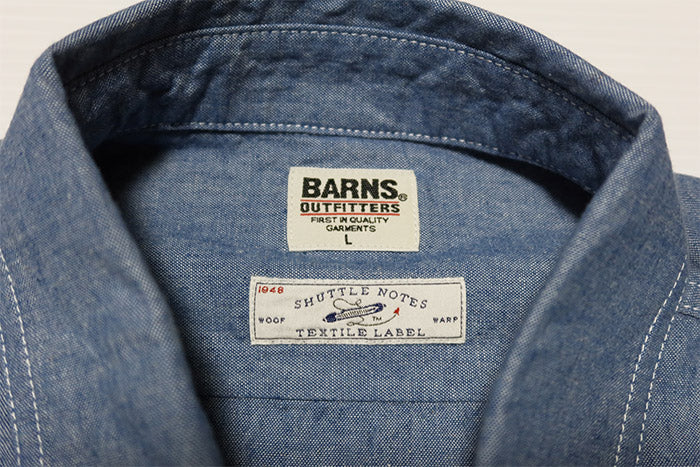 BARNS OUTFITTERS ミッキーマウス シャンブレーシャツ 40's indigo naval Shirt バーンズアウトフィッターズ 長袖 BR-25340
