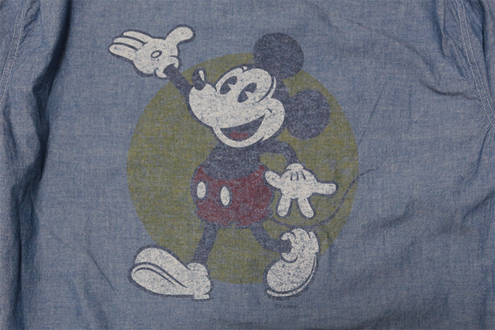 BARNS OUTFITTERS ミッキーマウス シャンブレーシャツ 40's indigo naval Shirt バーンズアウトフィッターズ 長袖 BR-25340
