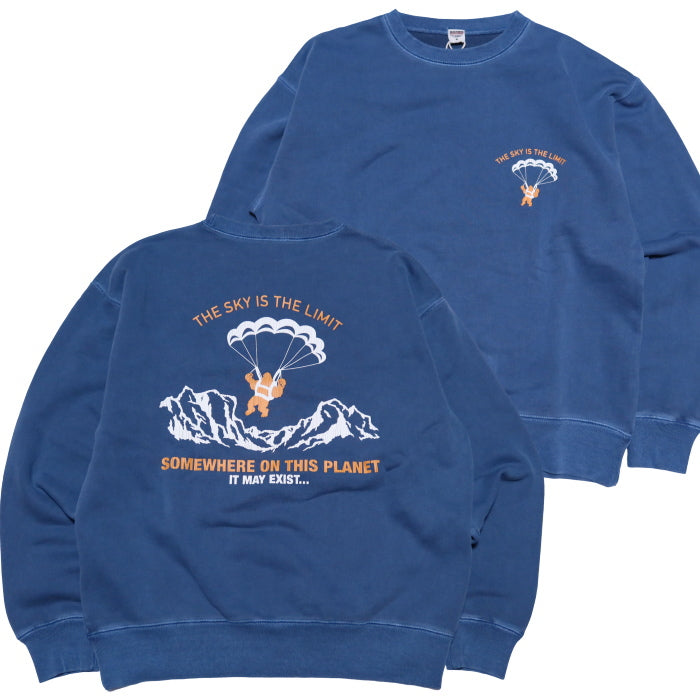 BARNS OUTFITTERS バーンズアウトフィッターズ スウェットシャツ スーパーヘビーウェイト"THE SKY IS THE LIMIT" ホワイト,フェードネイビー メンズBR-25353
