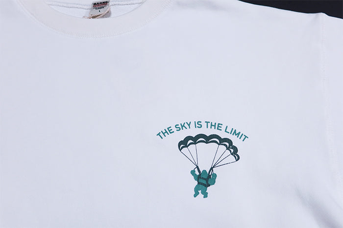 BARNS OUTFITTERS バーンズアウトフィッターズ スウェットシャツ スーパーヘビーウェイト"THE SKY IS THE LIMIT" ホワイト,フェードネイビー メンズBR-25353