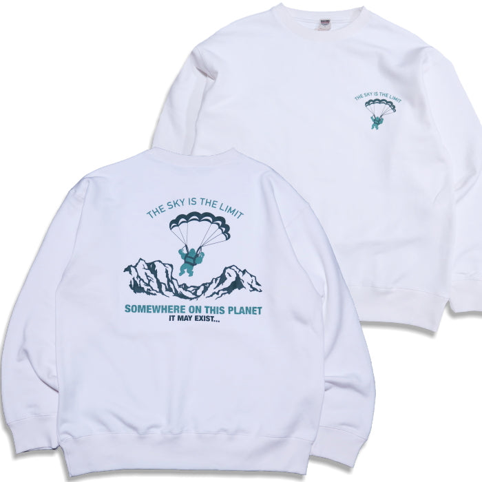 BARNS OUTFITTERS バーンズアウトフィッターズ スウェットシャツ スーパーヘビーウェイト"THE SKY IS THE LIMIT" ホワイト,フェードネイビー メンズBR-25353