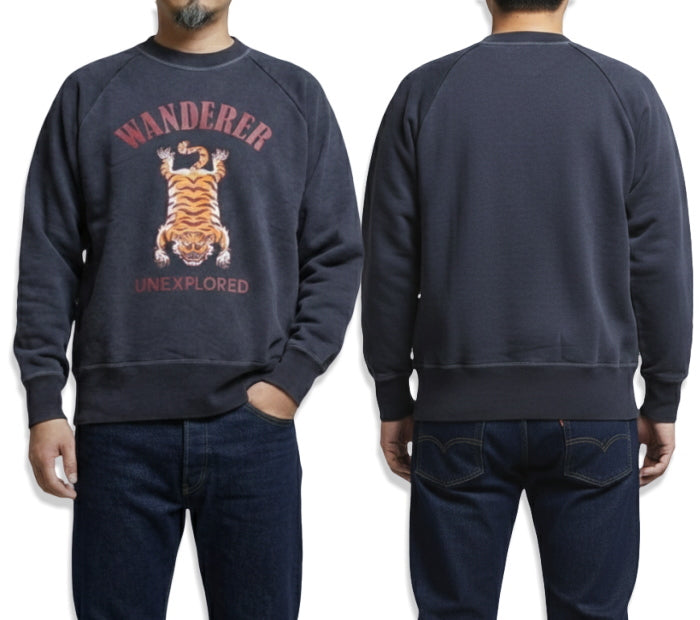 BARNS OUTFITTERS GOAT Slub Sweatshirt with WANDERER Tiger Rug, Made in Japan, BR-26111