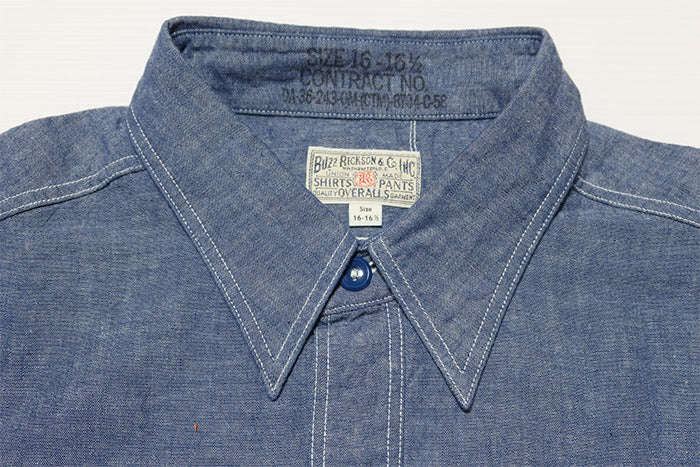 Buzz Rickson's バズリクソンズ シャンブレーシャツ 長袖 ブルーシャンブレーワークシャツ 無地 日本製 BR25995