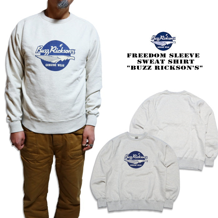 Buzz Rickson's Freedom Sleeve Sweatshirt, Military, Made in Japan, BR69507