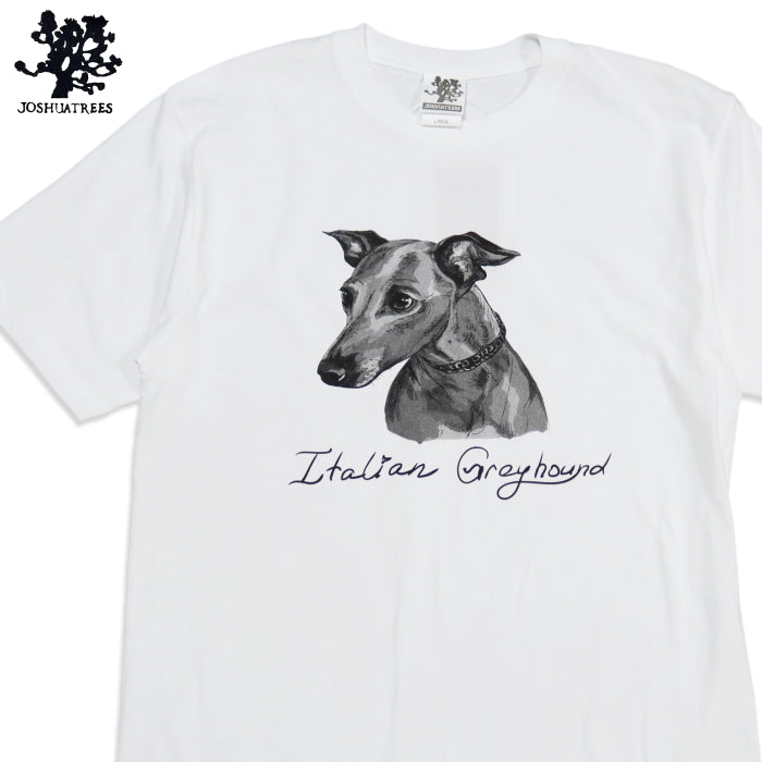JOSHUATREES ジョシュアツリー 犬プリントTシャツ イタリアングレイハウンド Italian Greyhound メンズ 半袖 JSTR-001