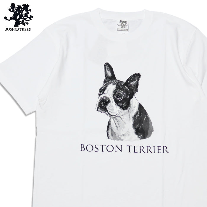 JOSHUATREES ジョシュアツリー 犬プリントTシャツ ボストンテリア 愛犬家や古着,ヴィンテージ好きに メンズ 半袖 JSTR-002
