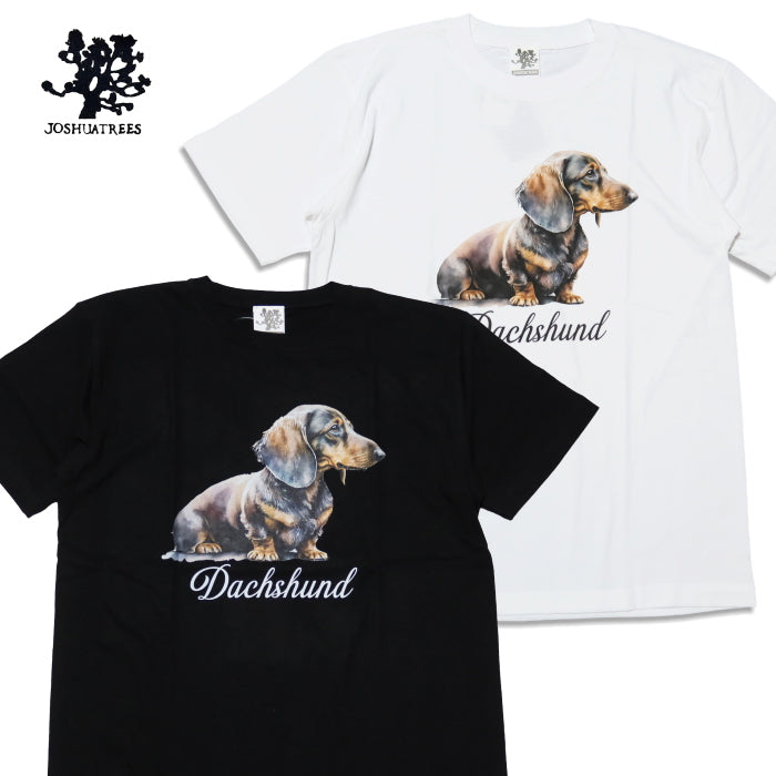 JOSHUATREES ジョシュアツリー 犬プリントTシャツ ダックスフンド 愛犬家や古着,ヴィンテージ好きに メンズ 半袖 JSTR-006