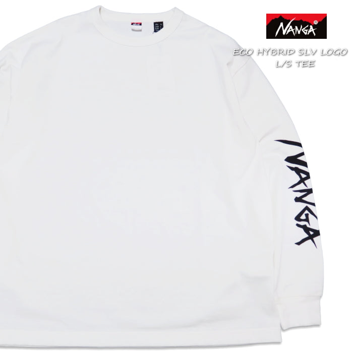 NANGA Eco Hybrid Long Sleeve T-Shirt with Logo Print on Sleeve N2500-1L030A White