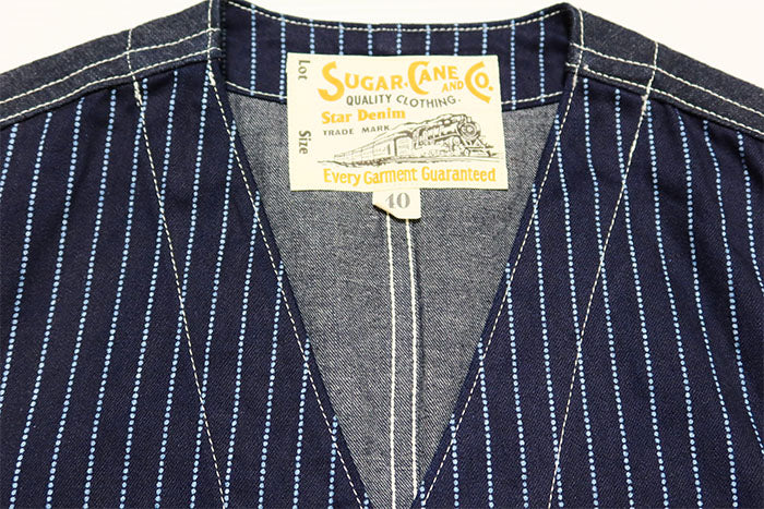 SUGAR CANE シュガーケーン 9oz.ウォバッシュストライプワークベスト 日本製 SC12654