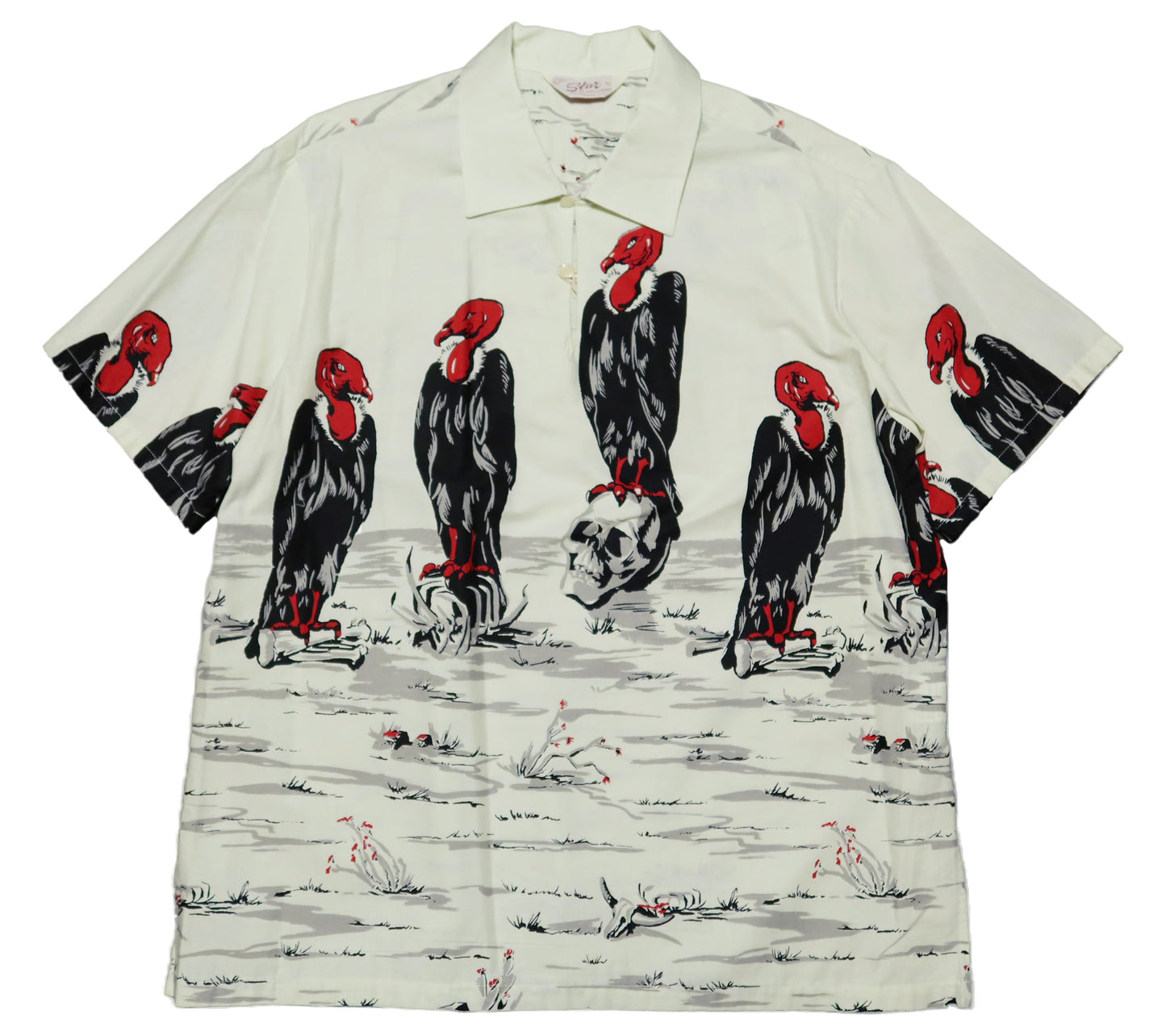 STAR OF HOLLYWOOD Condor Cotton Typewriter Pullover Shirt, Short Sleeve, Off-White, SH39310, Made in Japan