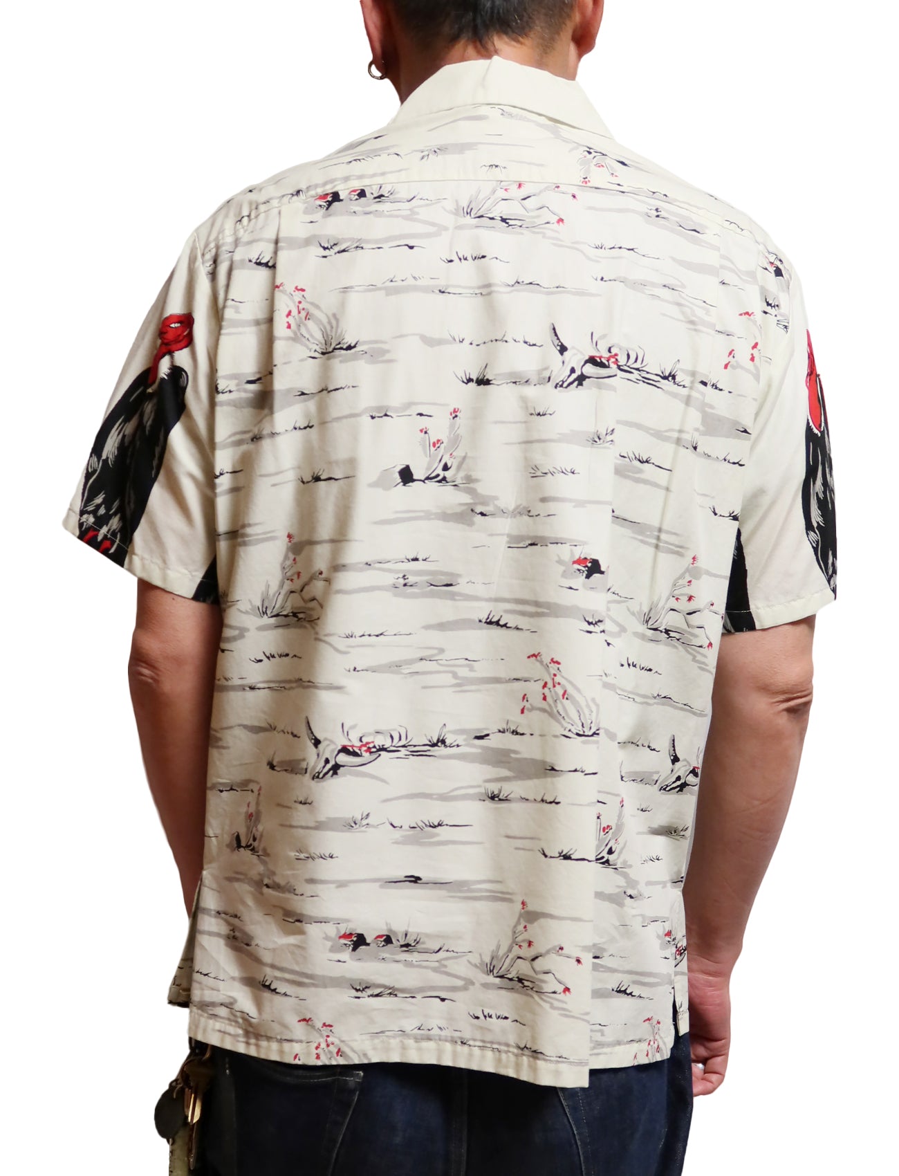 STAR OF HOLLYWOOD Condor Cotton Typewriter Pullover Shirt, Short Sleeve, Off-White, SH39310, Made in Japan