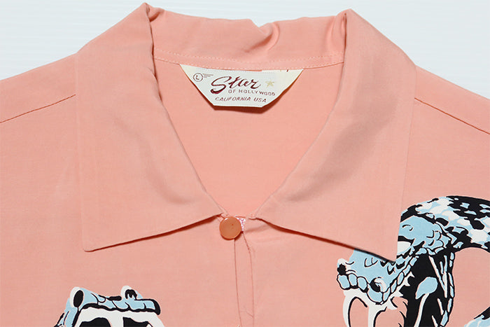 STAR OF HOLLYWOOD High density rayon pullover shirt RATTLE SNAKE short sleeve SH39485 Pink Made in Japan