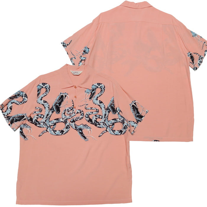 STAR OF HOLLYWOOD High density rayon pullover shirt RATTLE SNAKE short sleeve SH39485 Pink Made in Japan