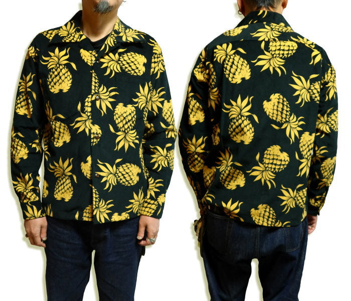 SUN SURF サンサーフ コーデュロイオープンシャツ DUKE'S PINEAPPLE デュークカハナモク 長袖 ブラック SS29580 パイナップル
