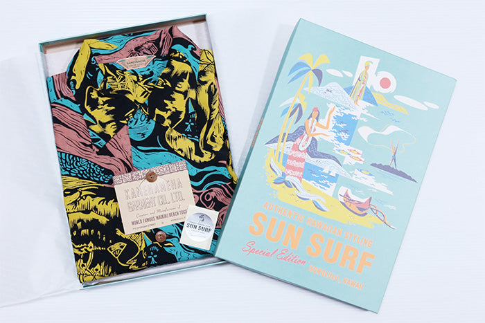 SUN SURF サンサーフ アロハシャツ スペシャルエディション GAUGUIN WOODCUT MYSTIC 長袖 ハワイアンシャツ 日本製 SS29674 ブラック