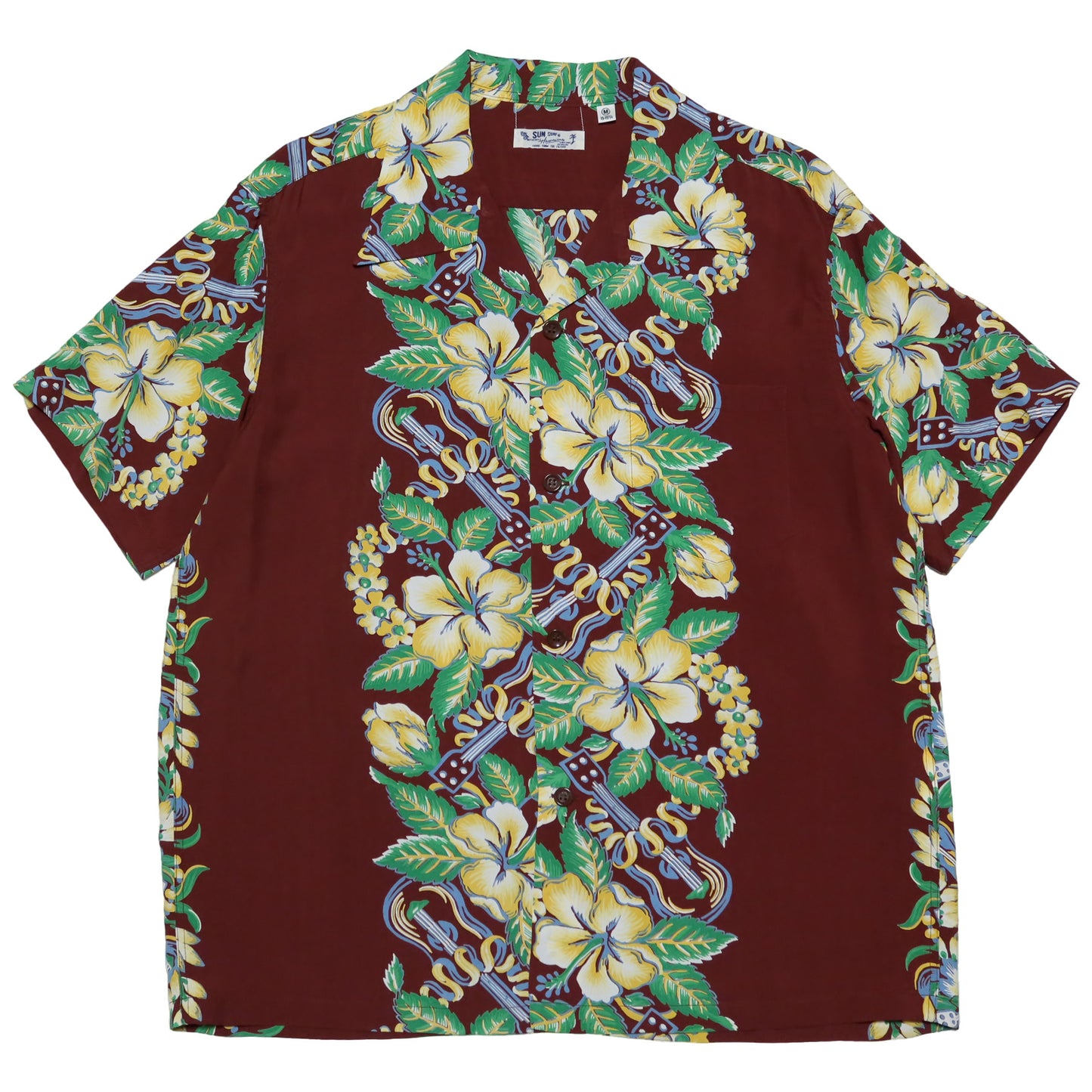 SUN SURF サンサーフ アロハシャツ レーヨン BLESSING GIFT FROM HAWAII 半袖 ハワイアンシャツ SS39212 日本製 ブラウン