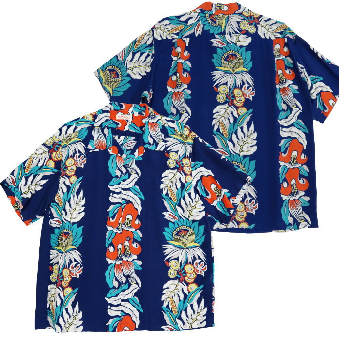 SUN SURF サンサーフ アロハシャツ PARADISE FLOWER 半袖 ハワイアンシャツ メンズ レーヨン ネイビー 日本製 SS39416