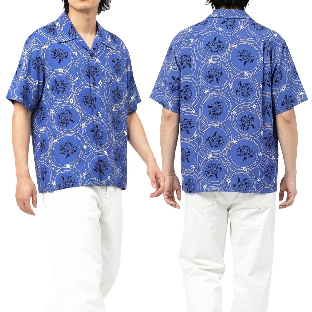 SUN SURF サンサーフ アロハシャツ DRAGON GRID 半袖 ハワイアンシャツ 日本製 龍 SS39617 パープル